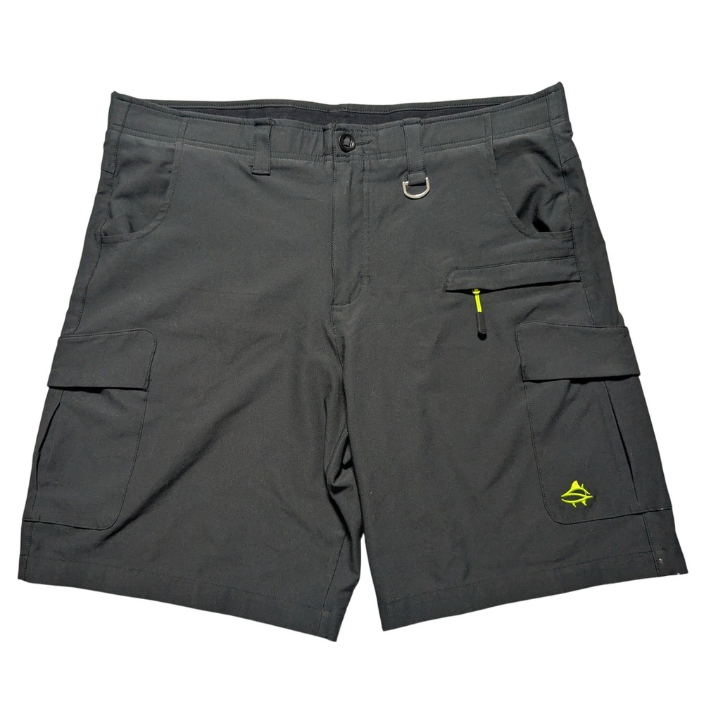 Loco Skailz Performance Cargo Fishing Shorts Men Size 38 Black D-Ring Utility